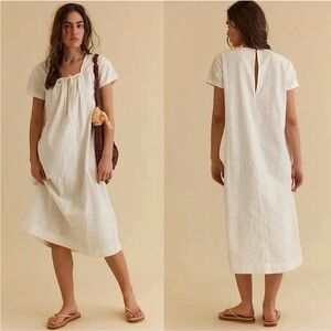 Free People Cream Midi Peasant Dress